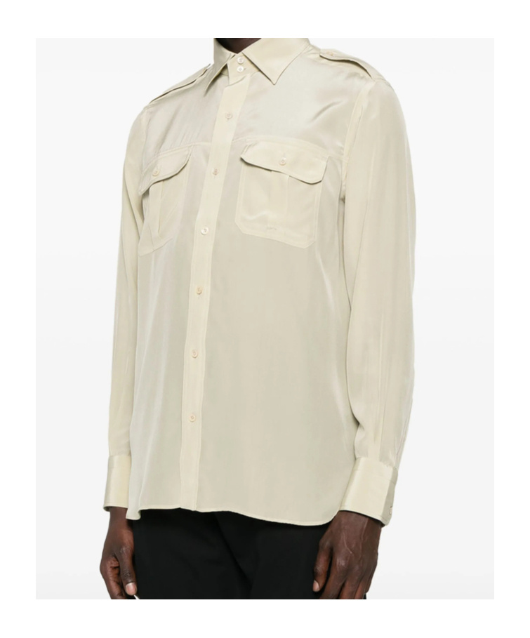 Tom Ford Oversized Silk Shirt In Neutral