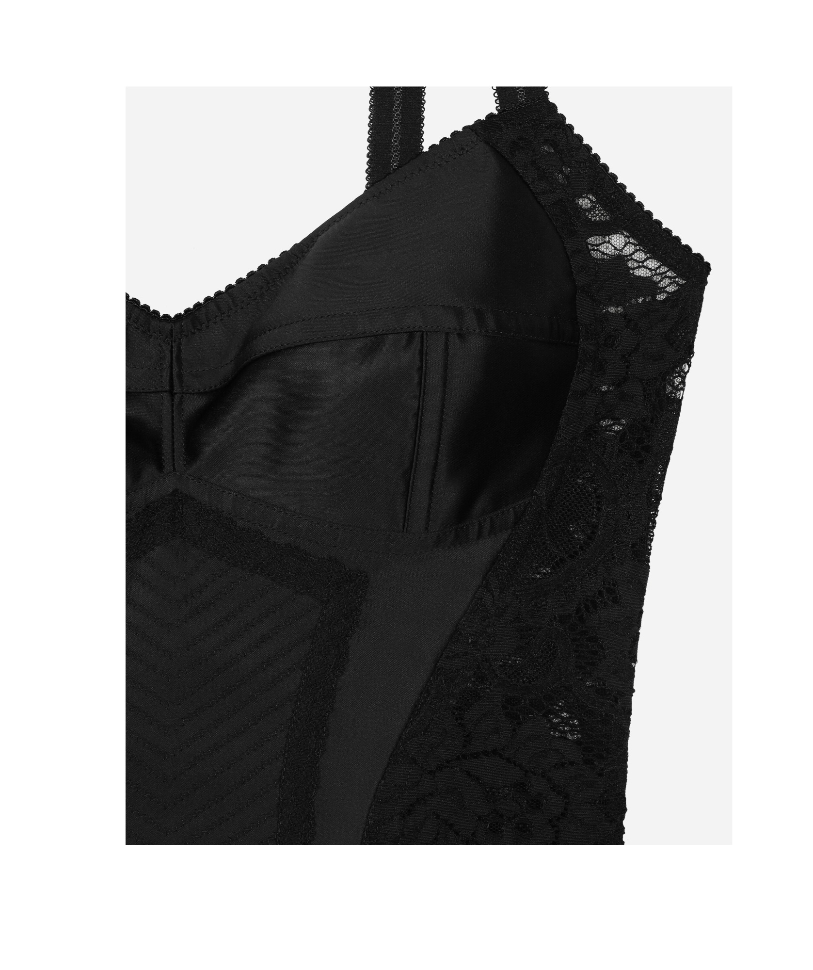 Dolce & Gabbana Corset Lace And Satin Top In Black