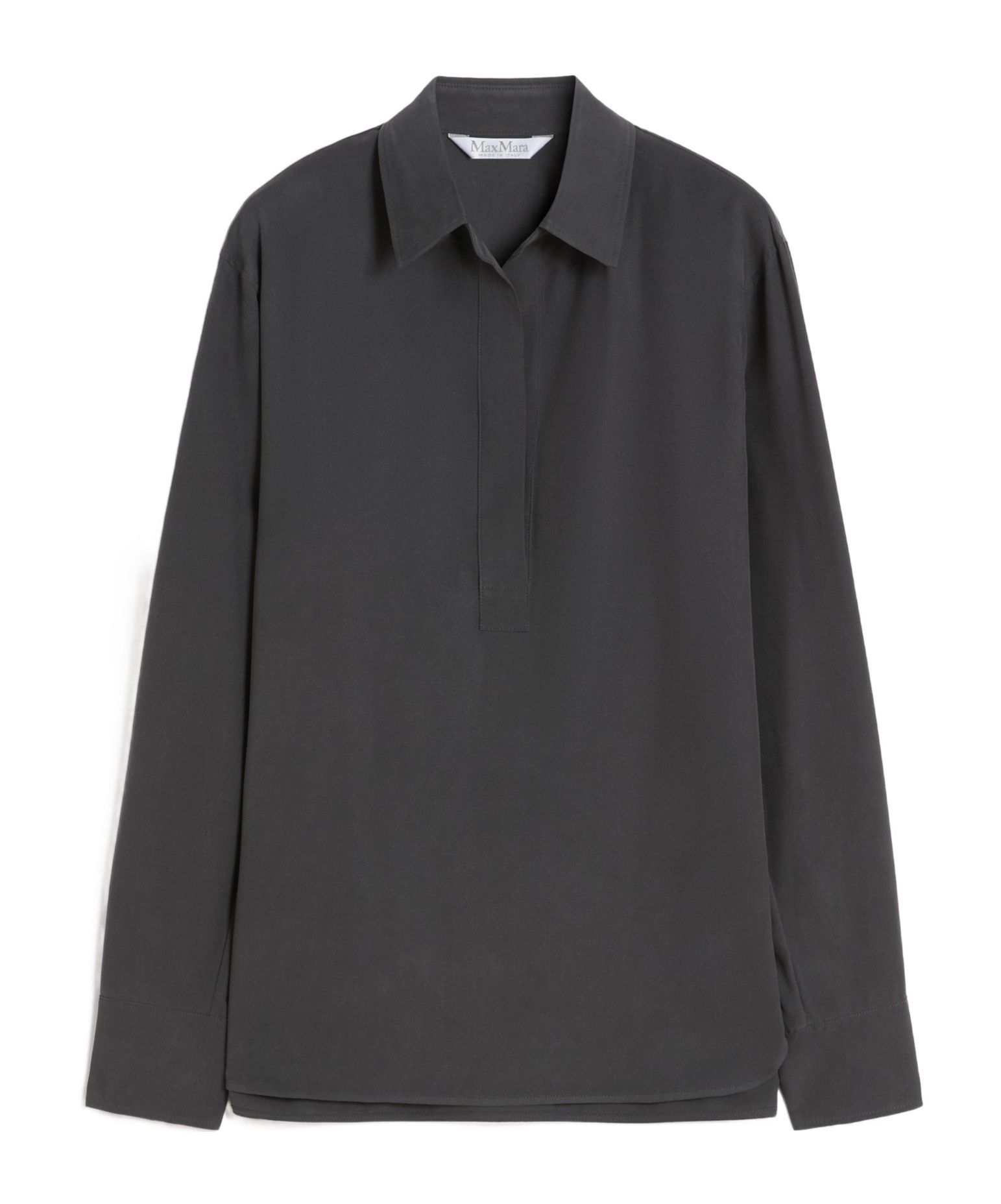 Max Mara V-neck Black Cotton Shirt With Loose Silhouette In Black