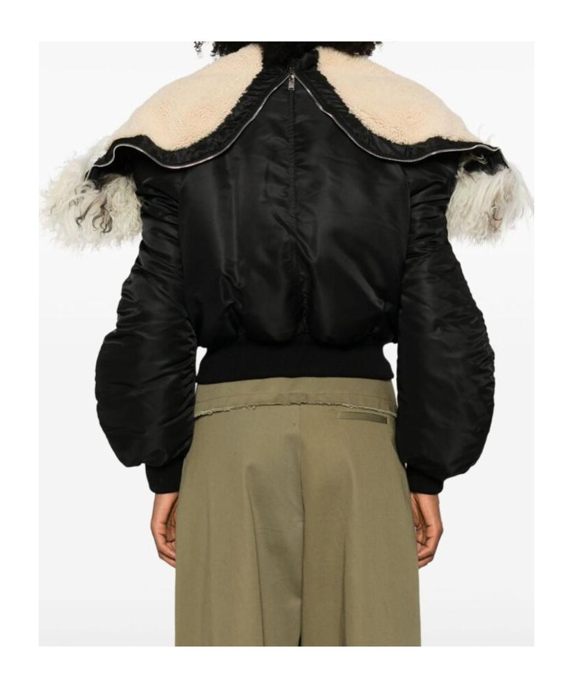 Alexander Mcqueen Shearling-collar Bomber Jacket In Black