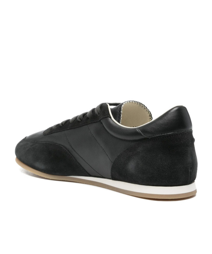 Common Projects Minimal Runner Suede-trimmed Leather Sneakers In Black