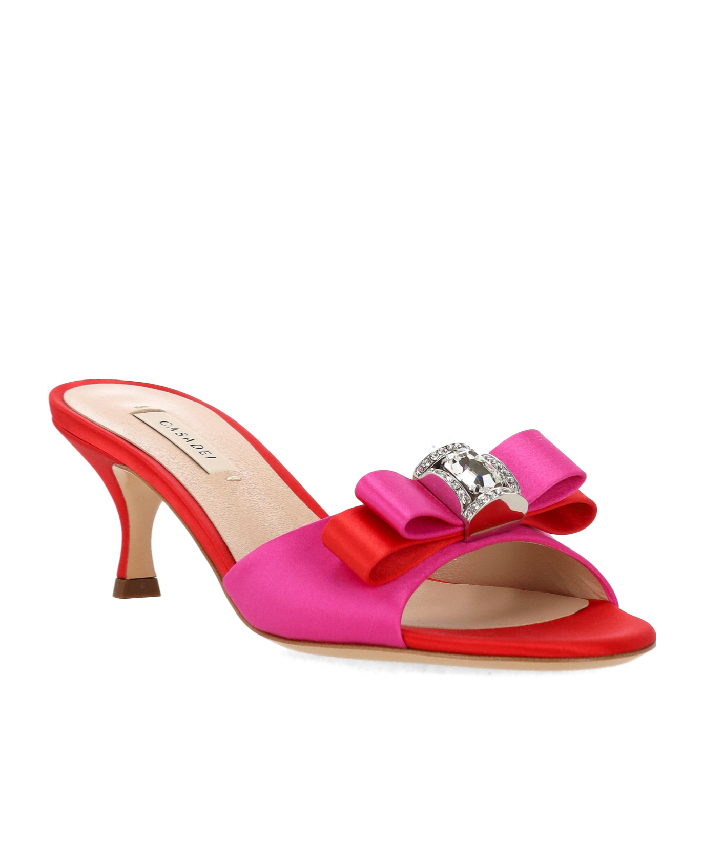 Casadei Bow Embellished Sandals In Pink