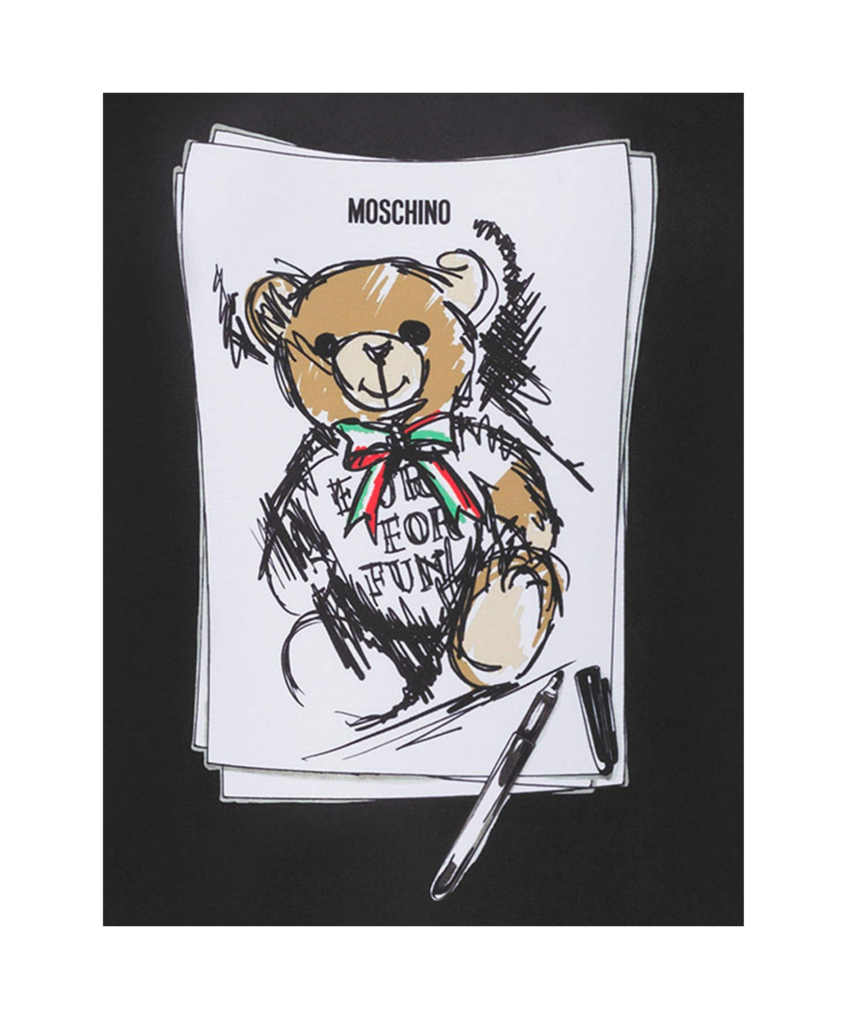 Moschino Teddy Bear Print Scoop Neck Swimsuit In Black