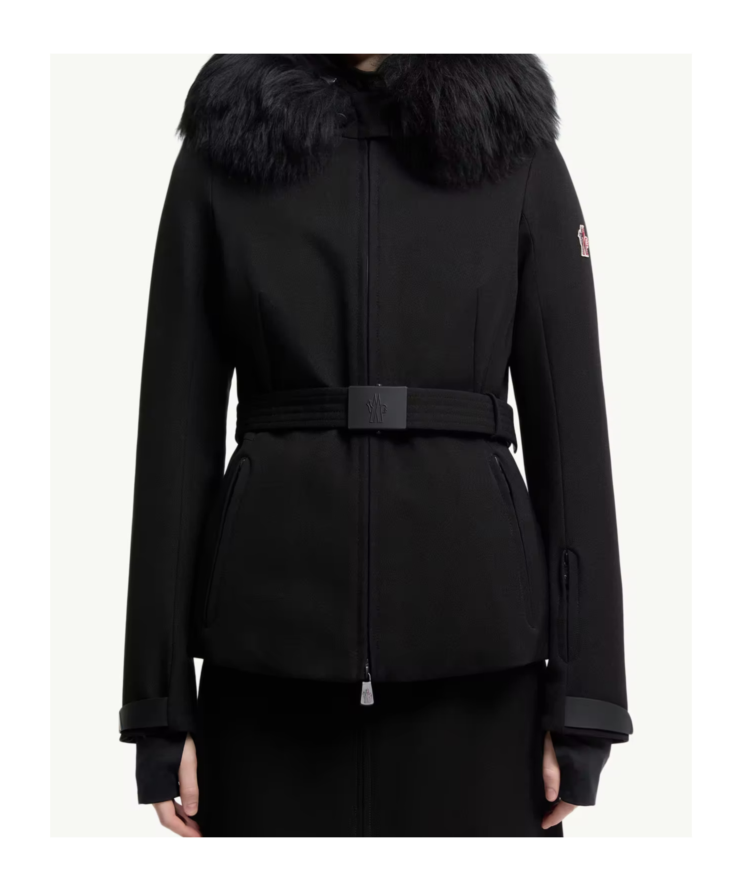 Moncler Bauges Hooded Shearling-trimmed Ski Down Jacket In Black