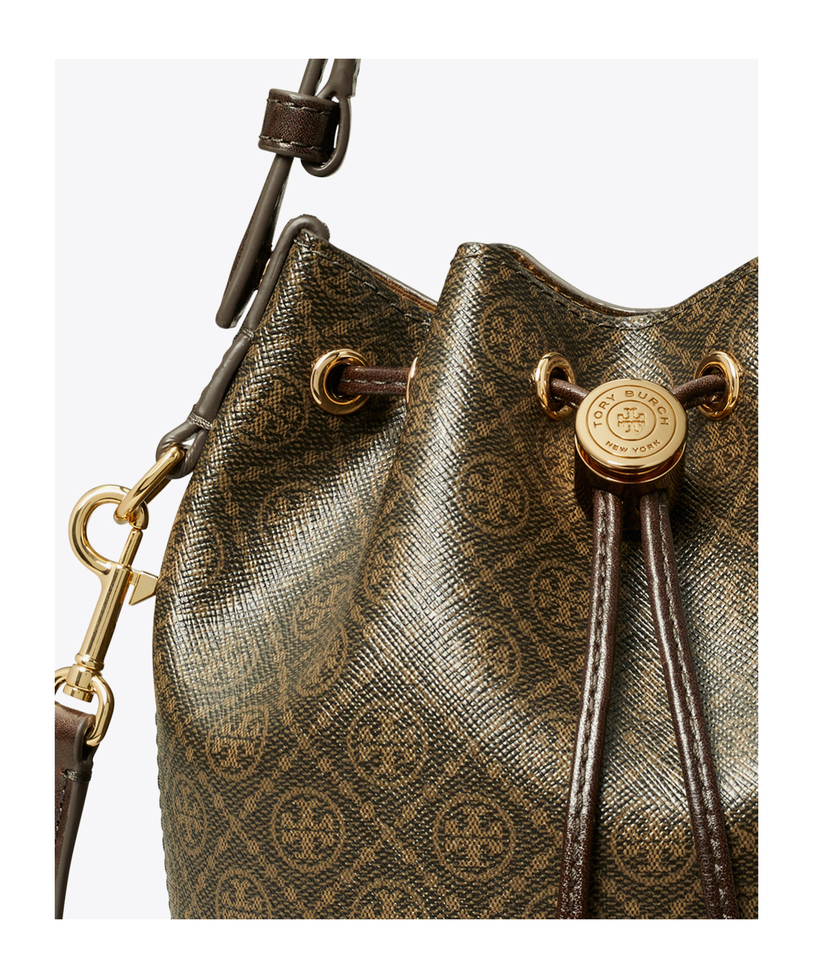 TORY BURCH MINI T MONOGRAM BUCKET BAG