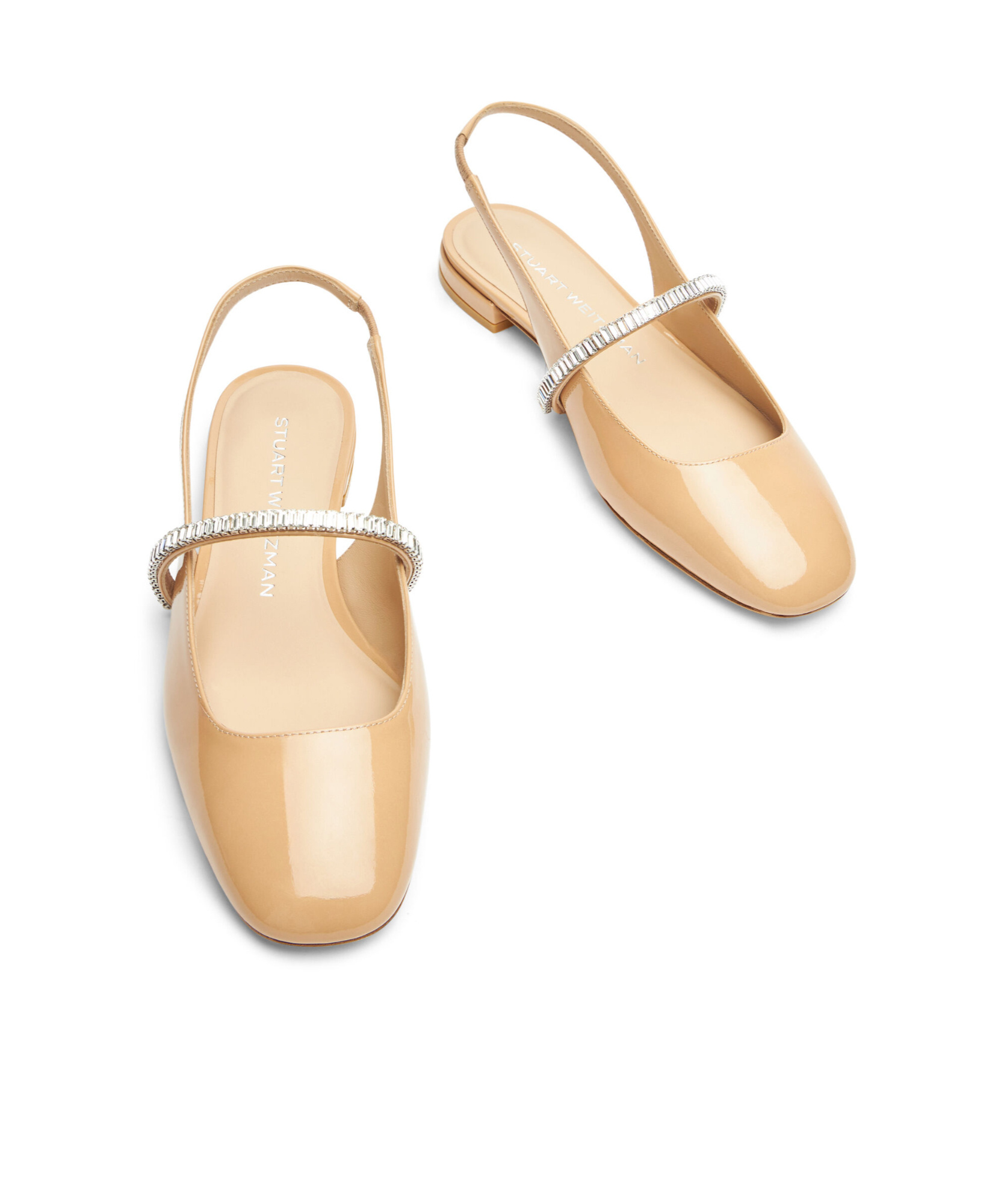 Stuart Weitzman Stefanie Open-heeled Flats In Nude