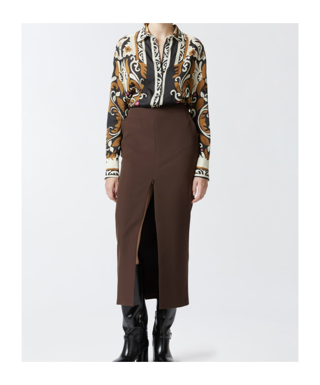 Pinko Shirt With Ornamental Floral Print In Black