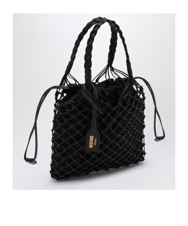 Moschino Handbag With Woven Handle In Black