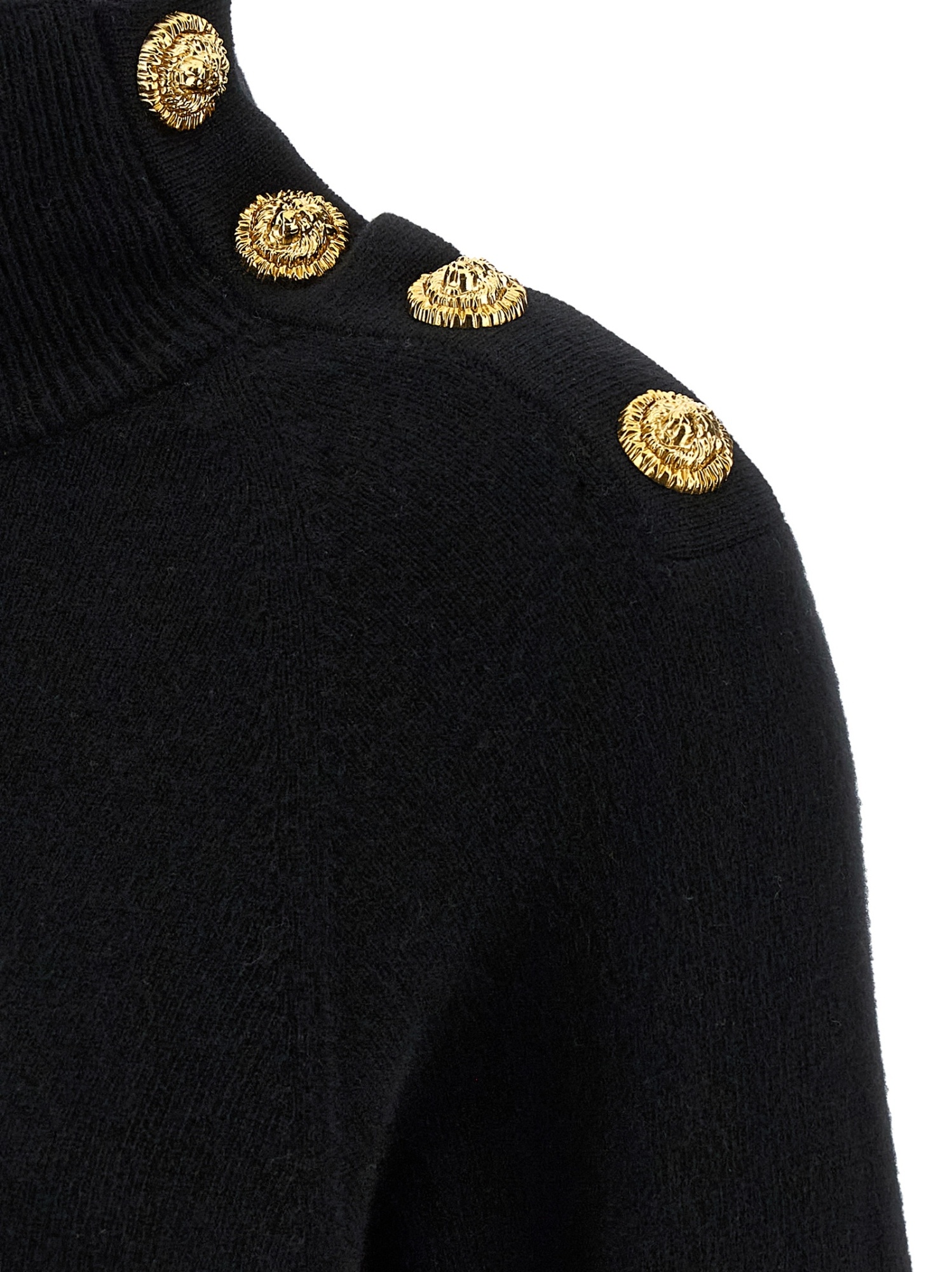 Balmain Turtleneck Mini Dress Decorative Buttons In Multi