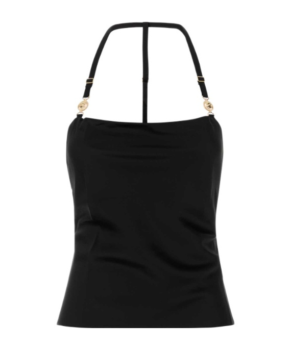 Marine Serre Halterneck Top Satin Gold-tone Hardware In Black