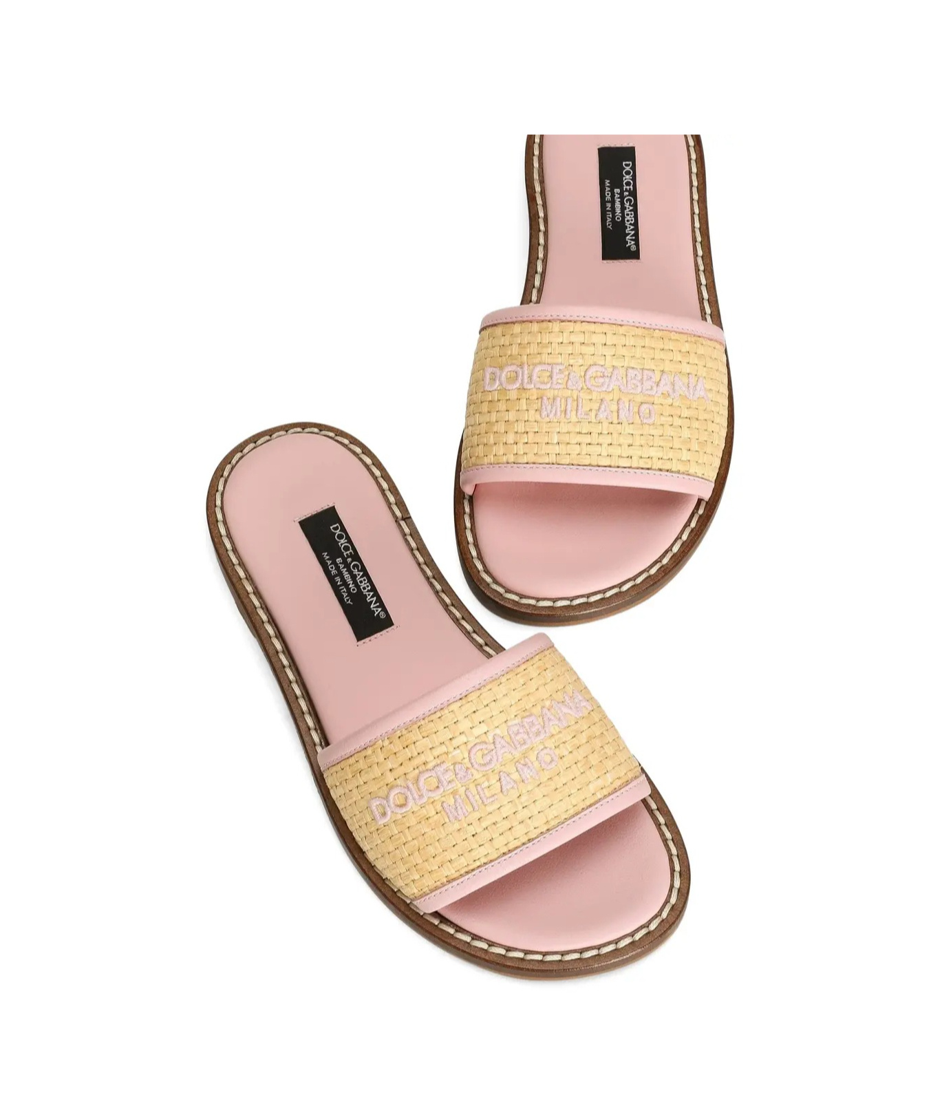 Dolce & Gabbana Embroidered-logo Slides In Brown