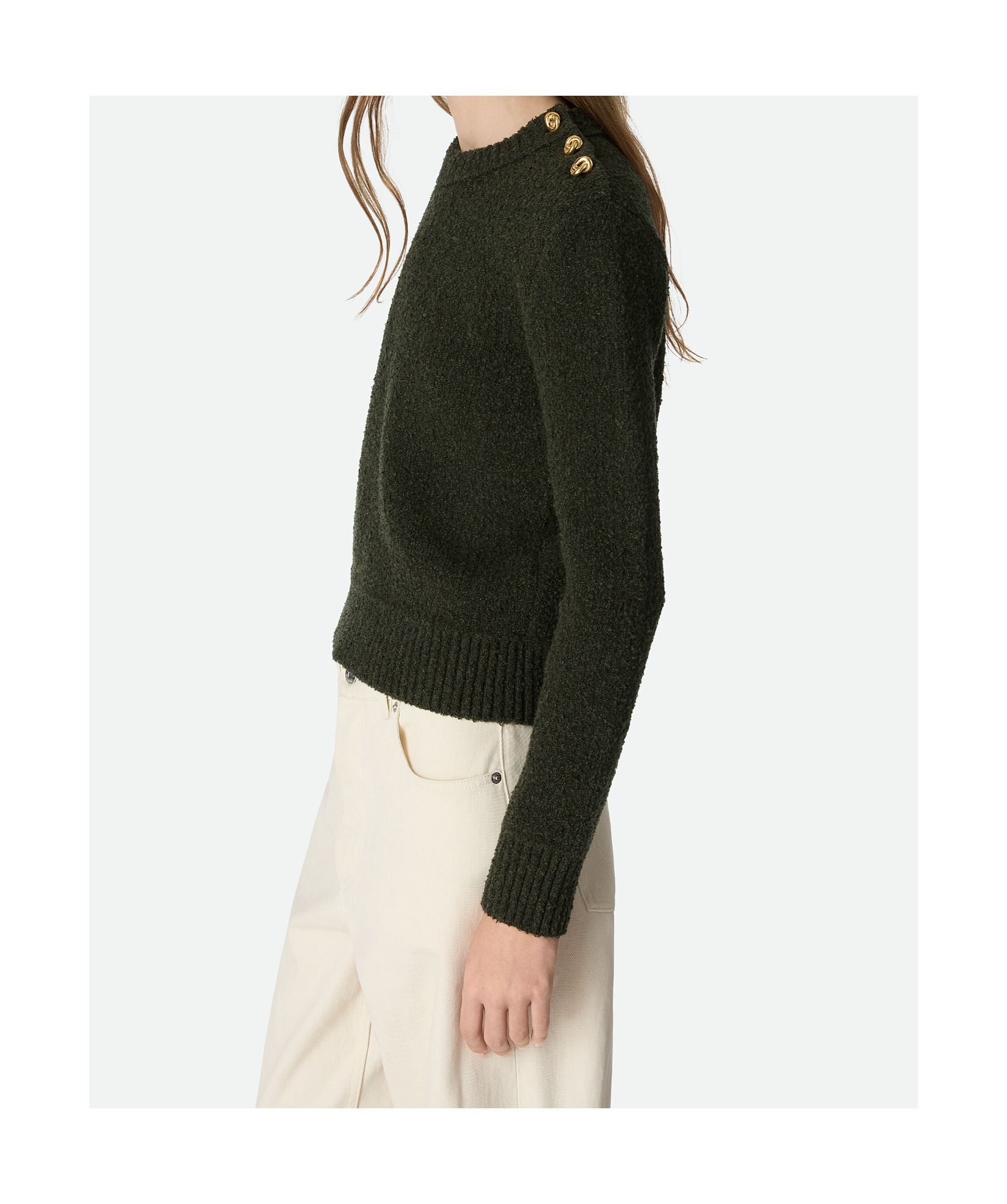 Bottega Veneta Wool Bouclé Jumper In Green
