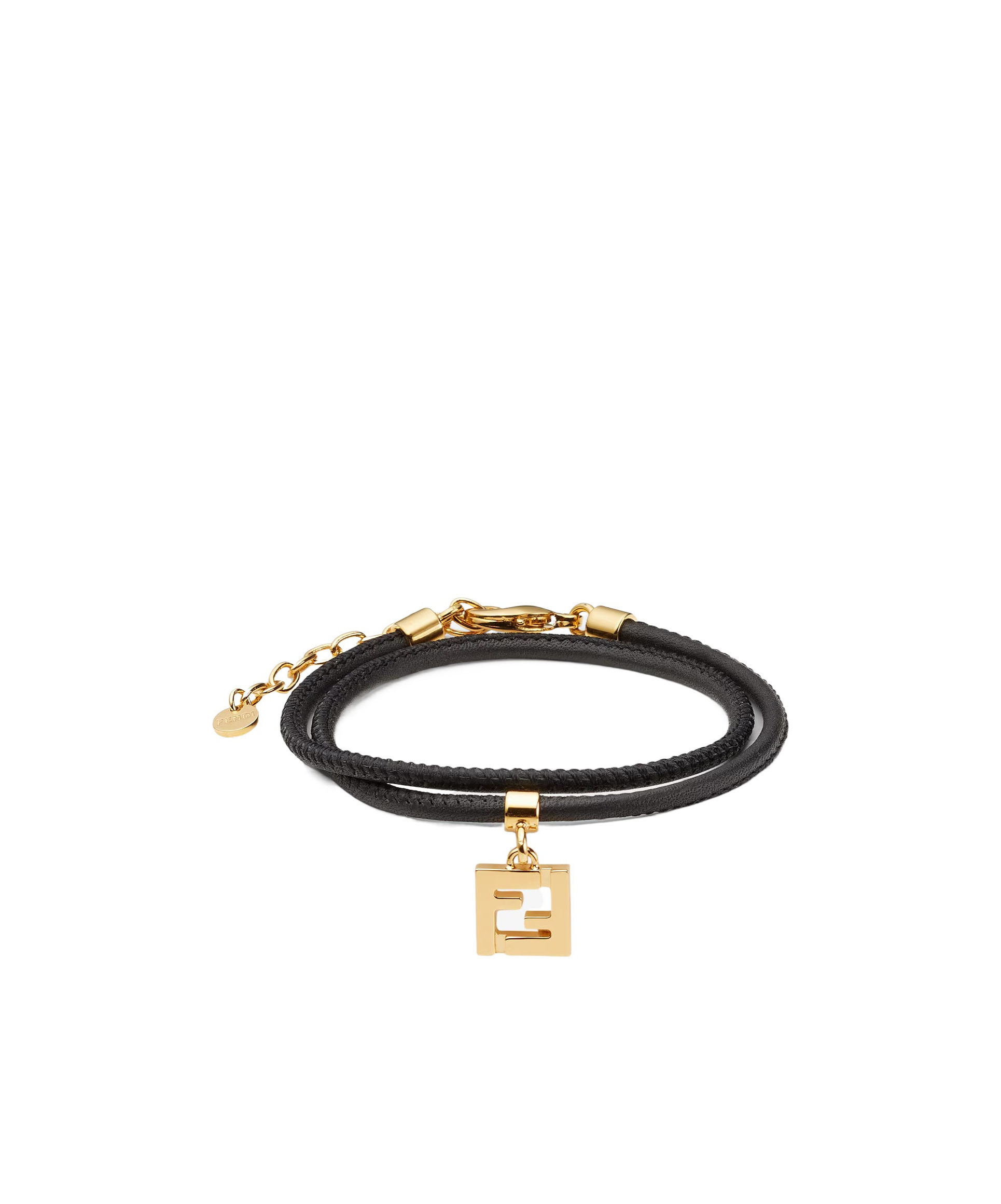 Fendi Forever Leather Bracelet In Black