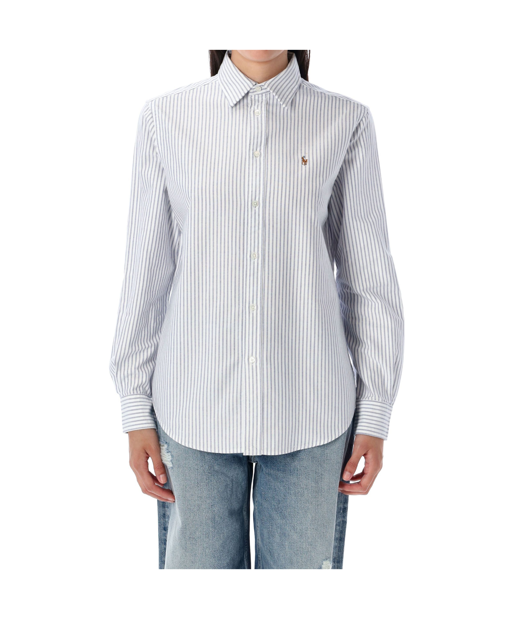 Polo Ralph Lauren Striped Oxford Shirt In Blue