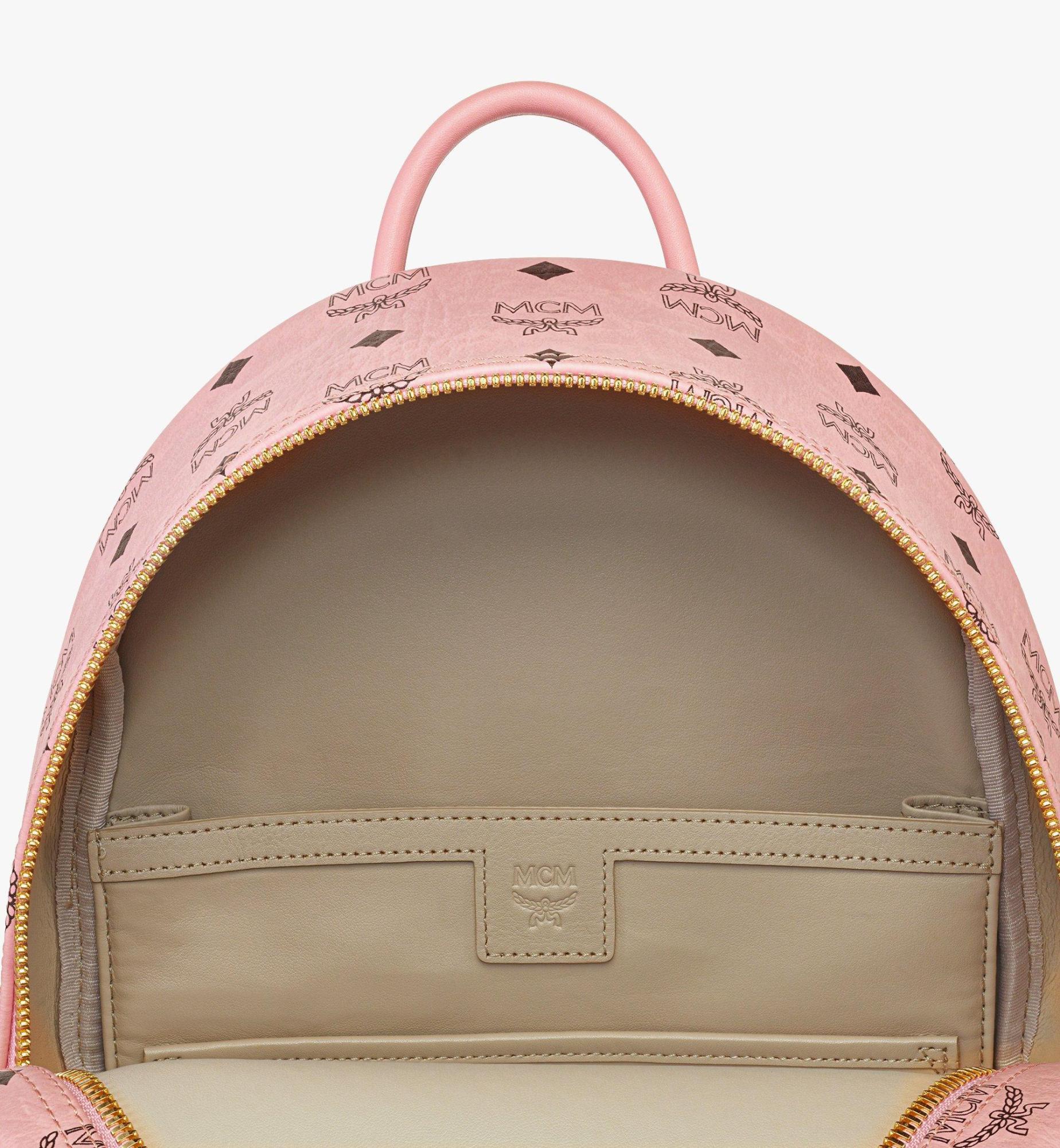 Mcm Stark Side Studs Backpack In Visetos In Pink