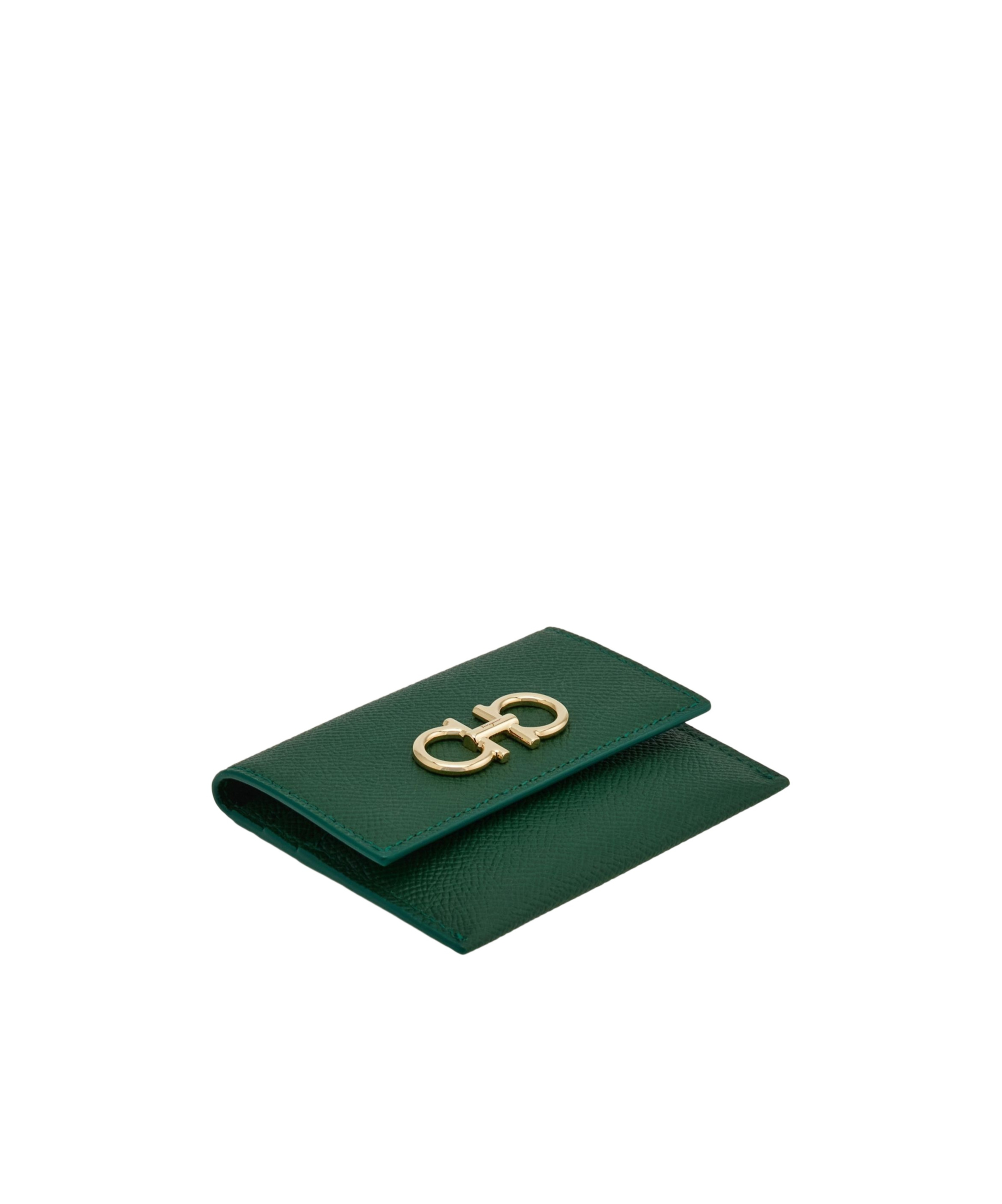 Ferragamo Gancini Tri-fold Wallet In Green