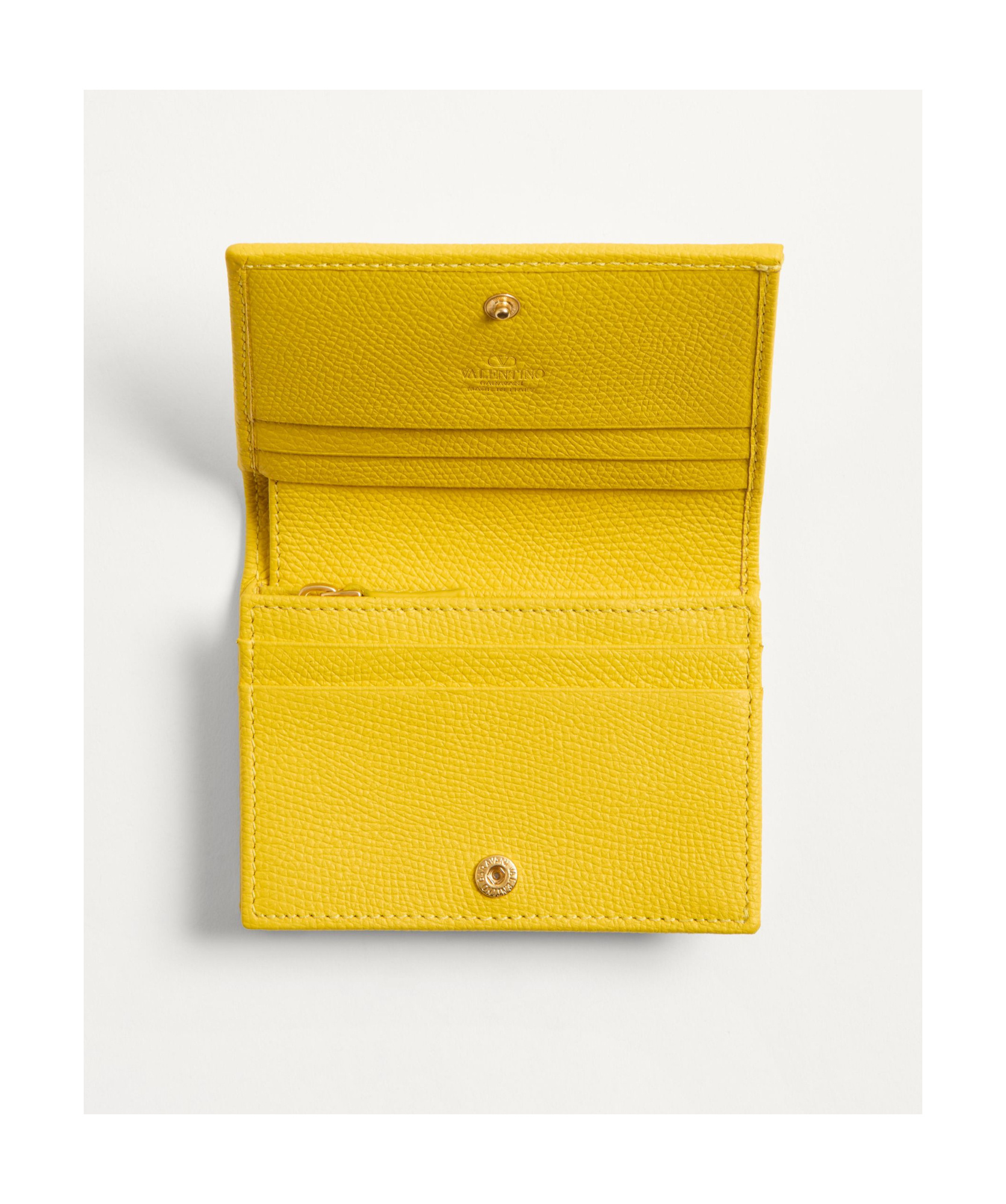 Valentino Garavani Vlogo Signature Grainy Calfskin Wallet Woman Yellow Uni In Yellow