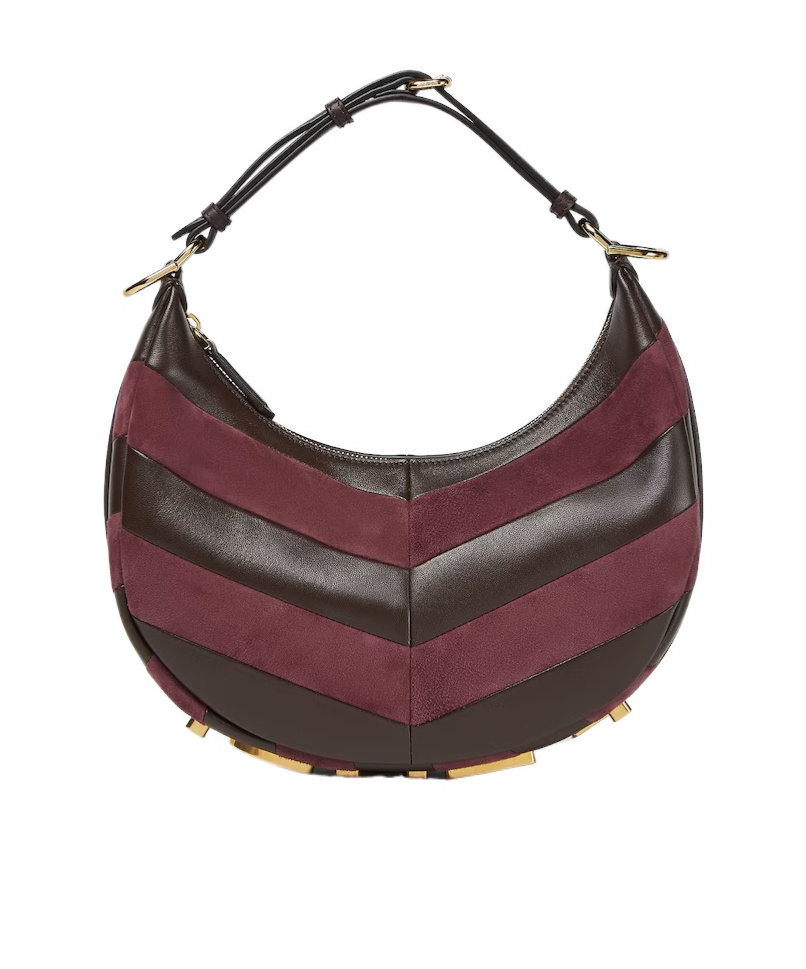 Fendi Leather And Suede Bag With Two-tone Inlay In Black