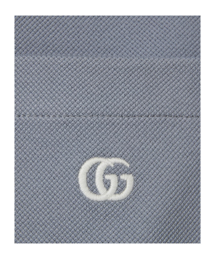 Gucci Gg Web Cotton-blend Polo Shirt In Blue
