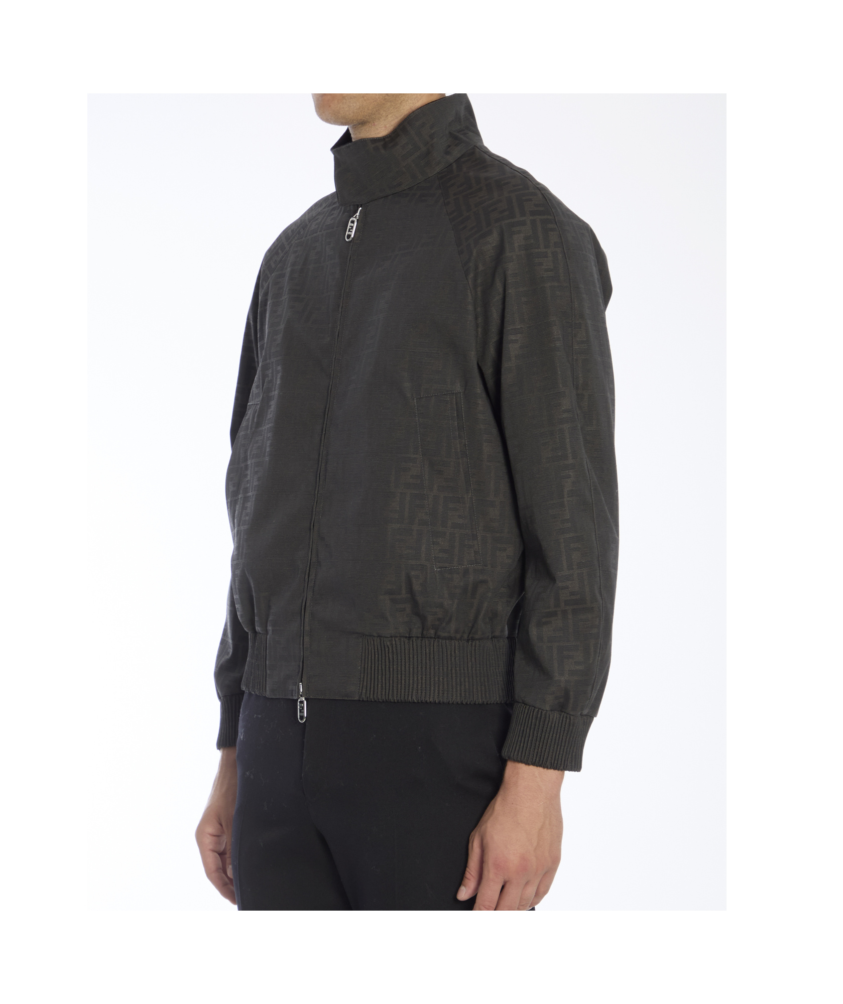Fendi Embroidered Polyester Blend Bomber Jacket In Black