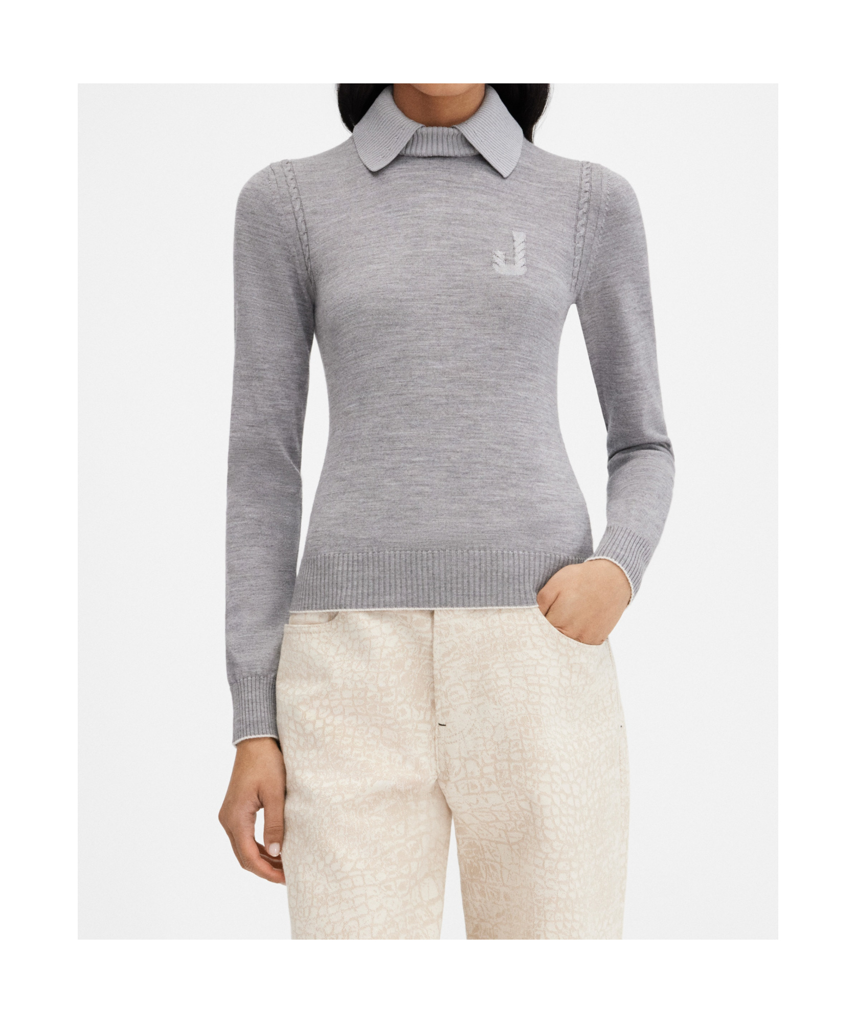 Jacquemus Lapel Long-sleeved Sweater In Gray