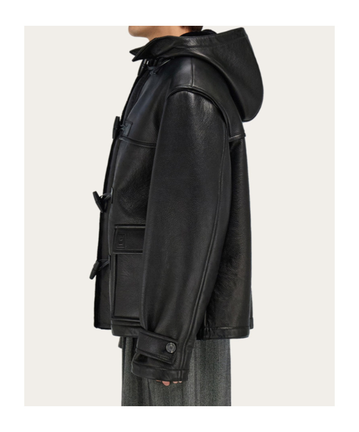 Ferragamo Hooded Toggle-fastening Leather Jacket In Multi