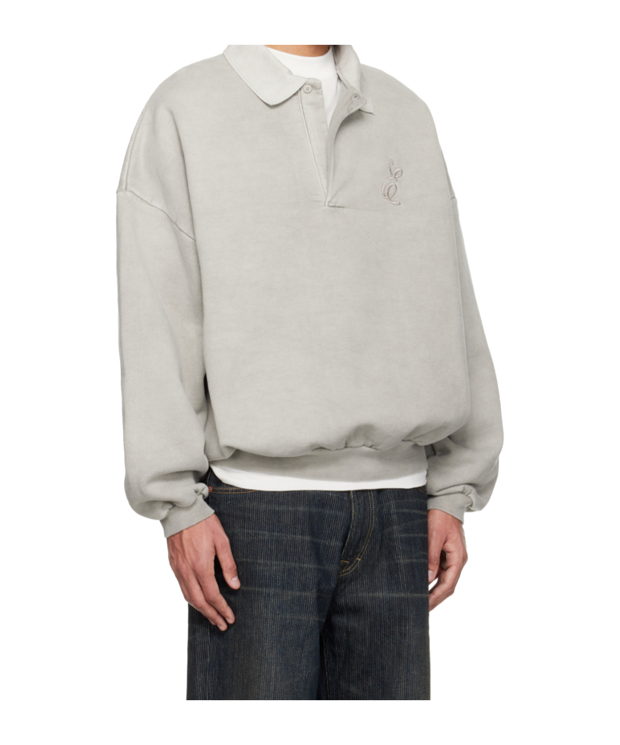 Essentials Holiday Embroidered Classic Polo In Gray