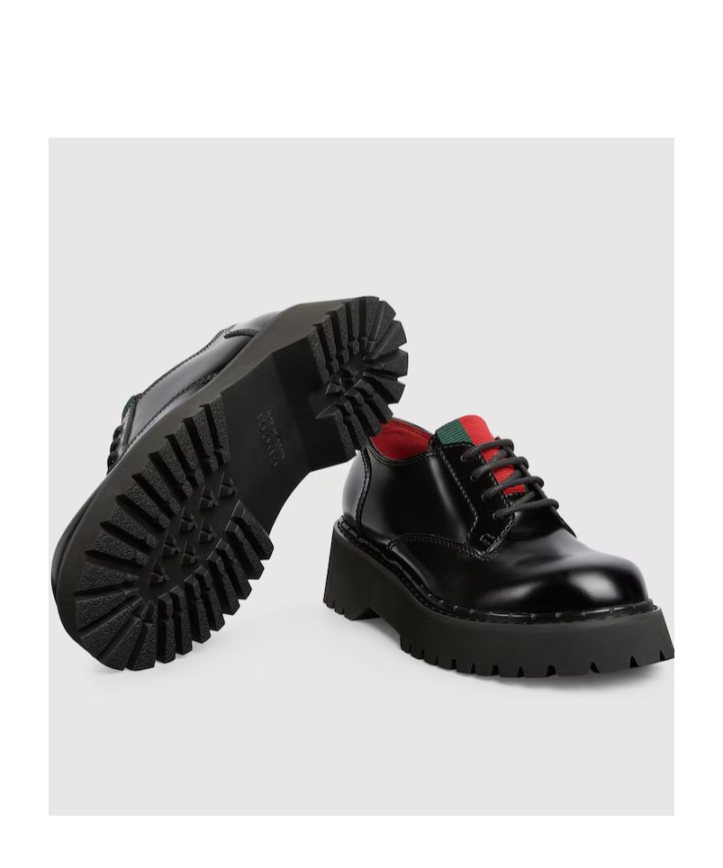 Gucci Web Lace-up Shoes In Black