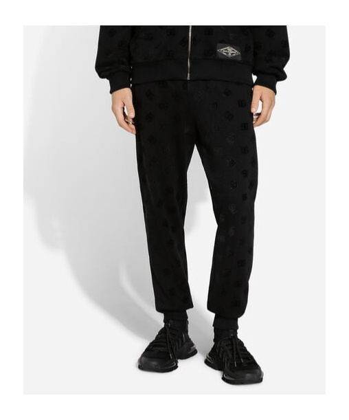Dolce & Gabbana Monogram-embossed Cotton Track Pants In Black