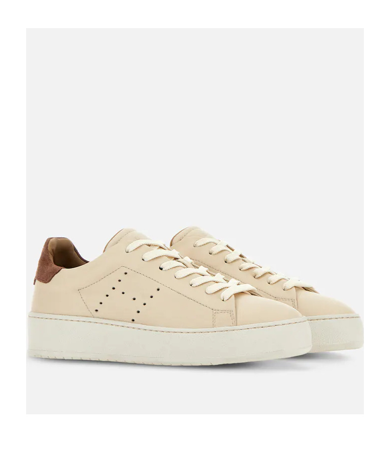 Hogan H672 Lace-up Leather Sneakers In Nude