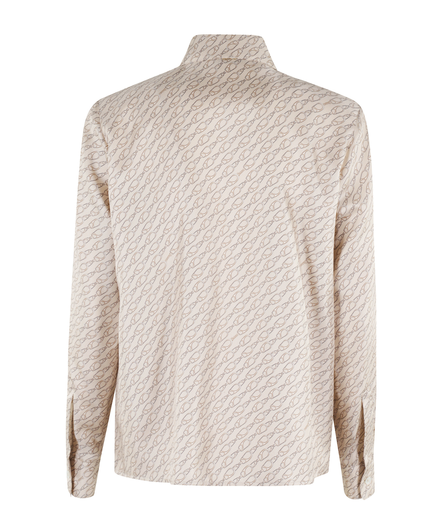 Herno Long-sleeved Silk Shirt With All-over Logo Pattern In Neutral