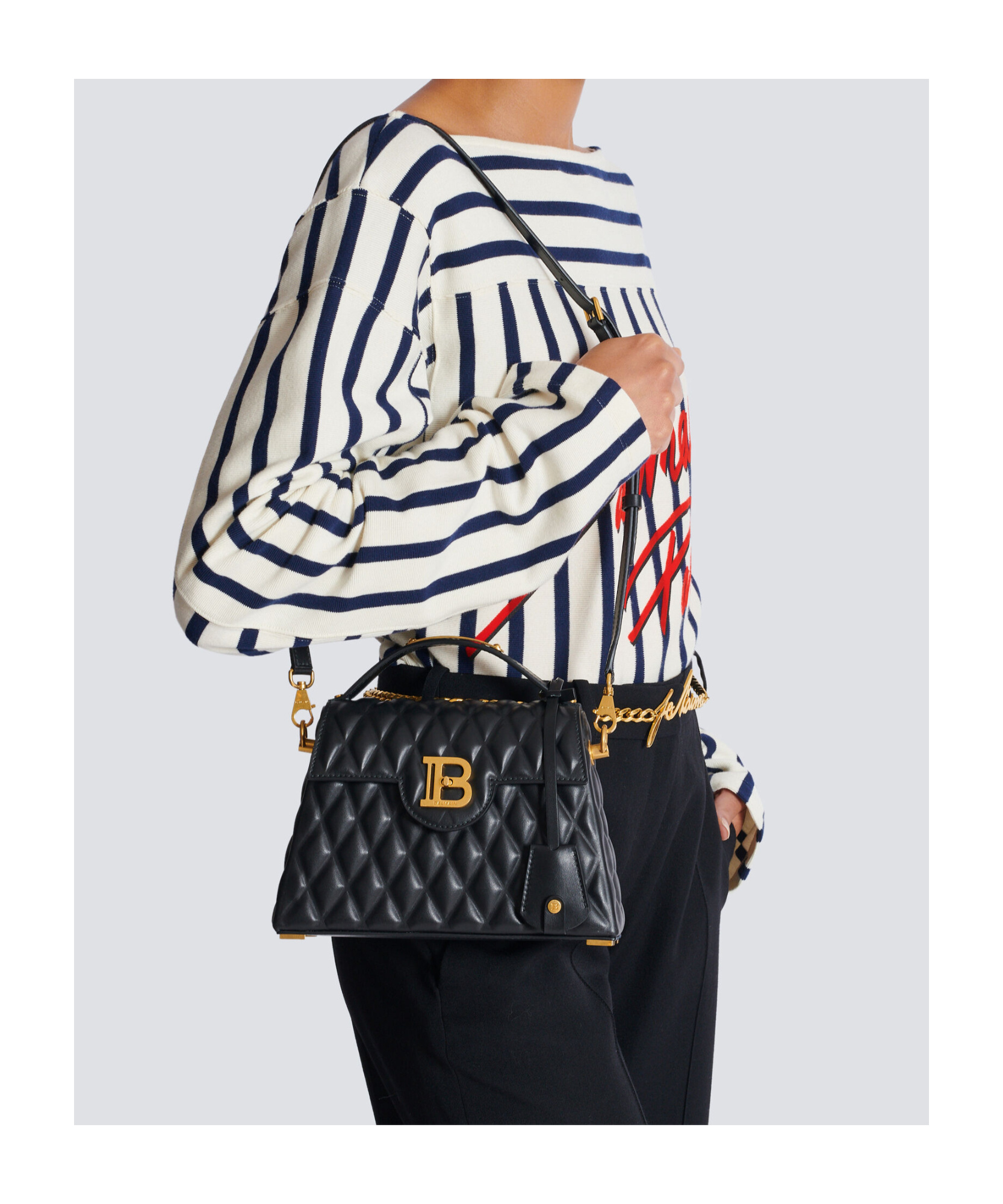 Shop Balmain B-buzz Dynasty Bag In Quilted Calfskin In Black