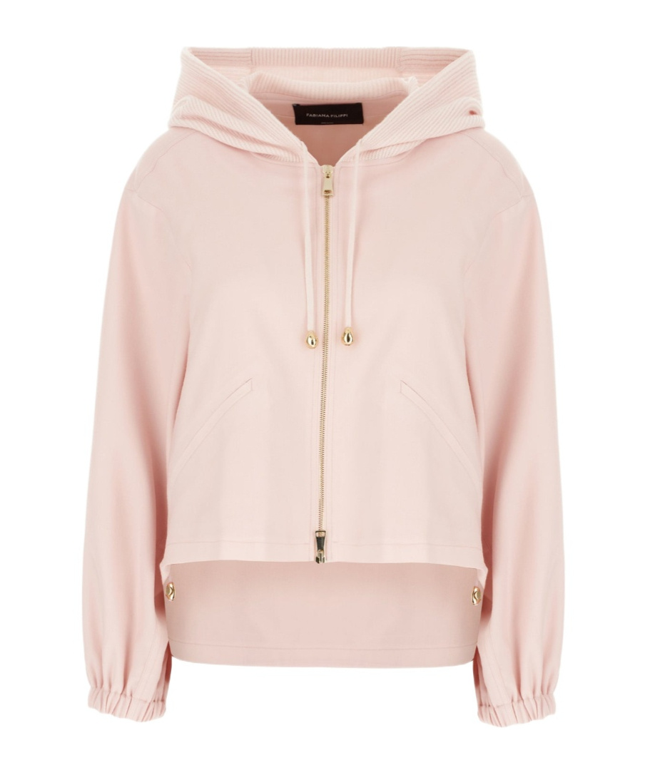 Fabiana Filippi Long-sleeved Hooded Jacket In Pink