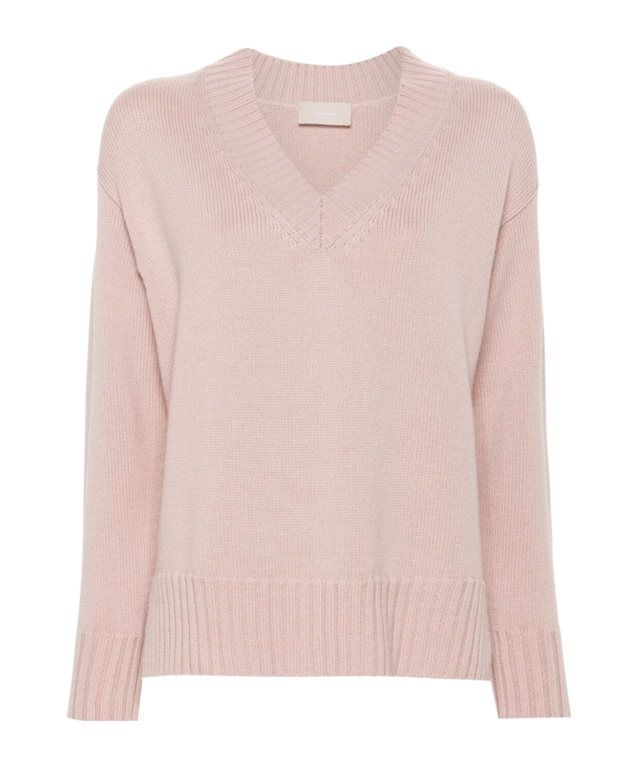 Drumohr Long Sleeves V Neck Oversized Sweater In Pink