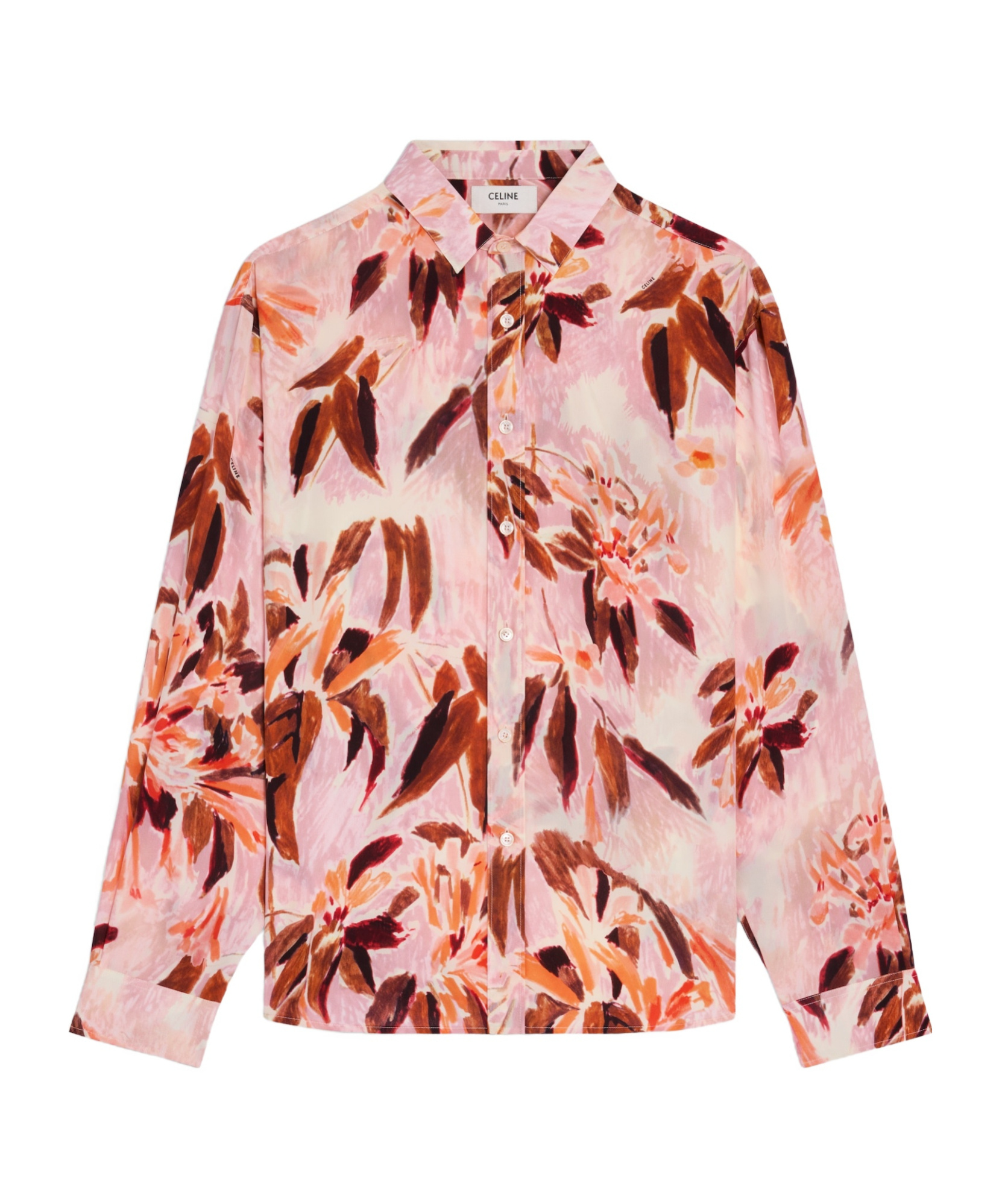 Celine Relaxed Shirt In Crepe De Chine In Pink