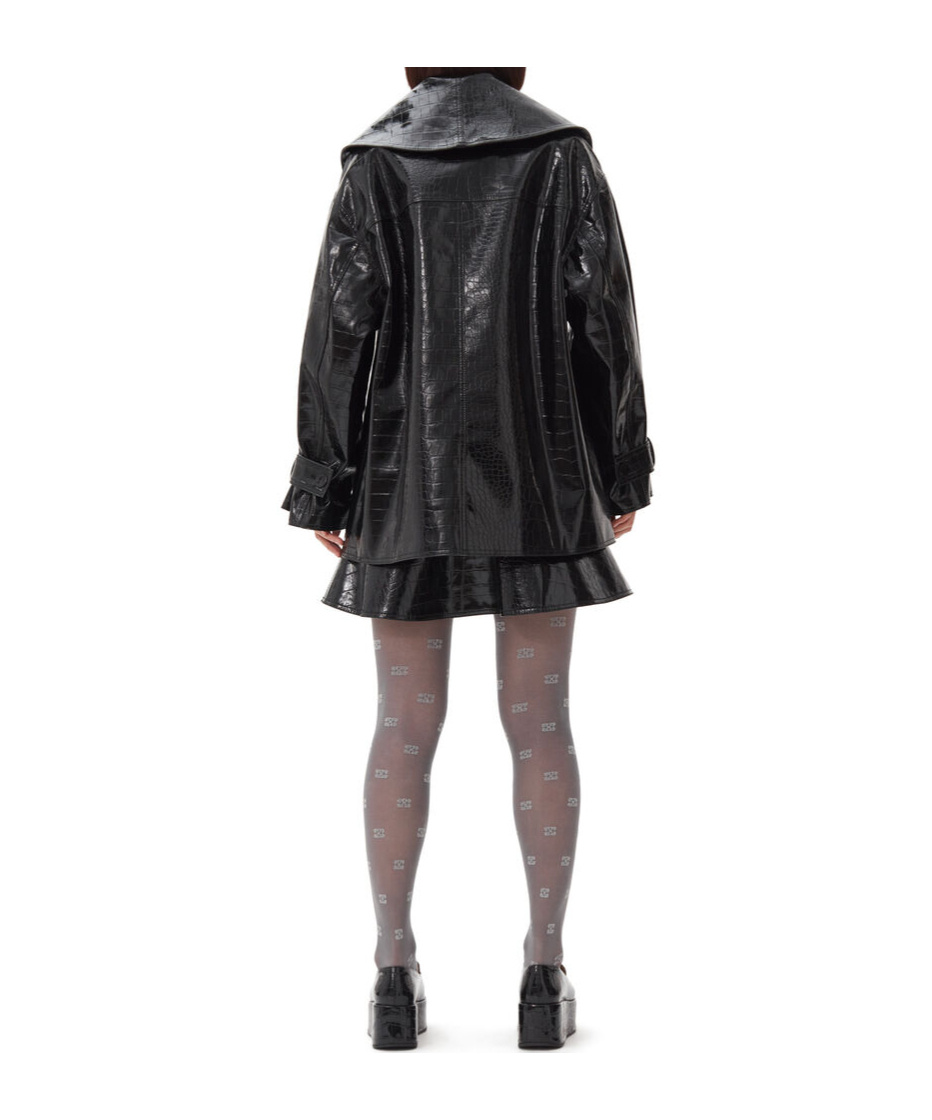 Ganni Future Coated Mid-length Jacket In Black