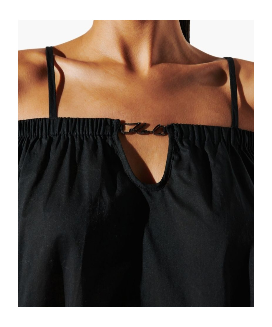 Shop Karl Lagerfeld Signature-plaque Minidress In Black
