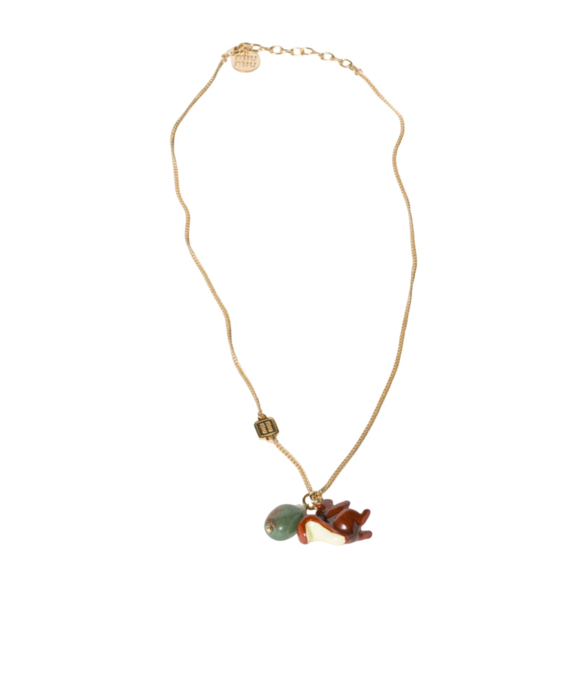 Miu Miu Charms Chain Necklace In Yellow