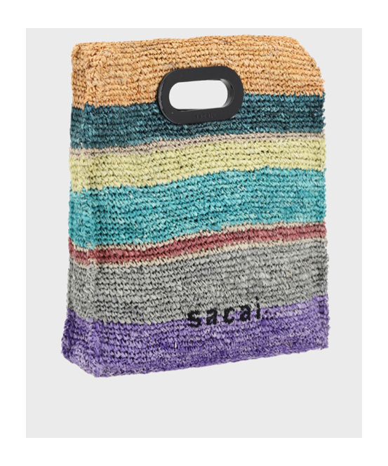 Sacai Multicolor Raffia New Shopper Medium Bag In Multicolor