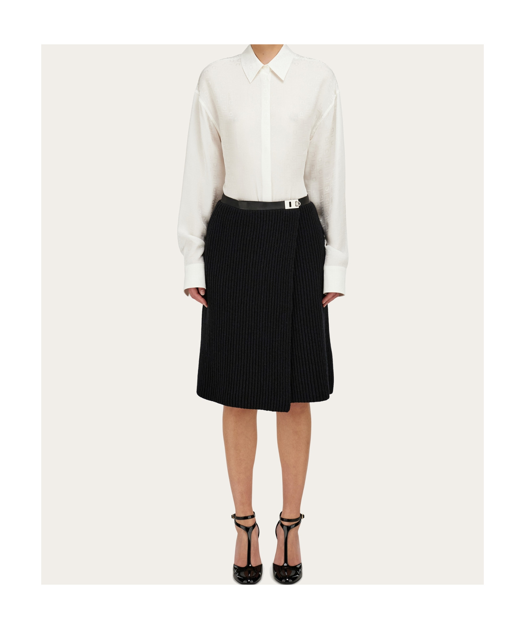 Ferragamo Gancini-print Shirt In White