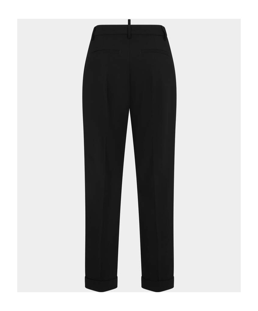 Dsquared2 High-waisted Cotton Straight-leg Trousers In Black