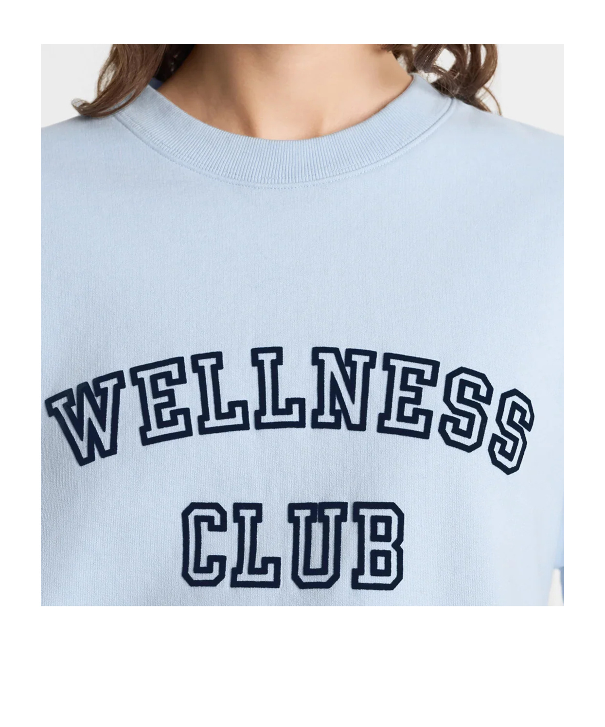 Sporty And Rich Wellness Club Flocked Crewneck Sweatshirt In Blue