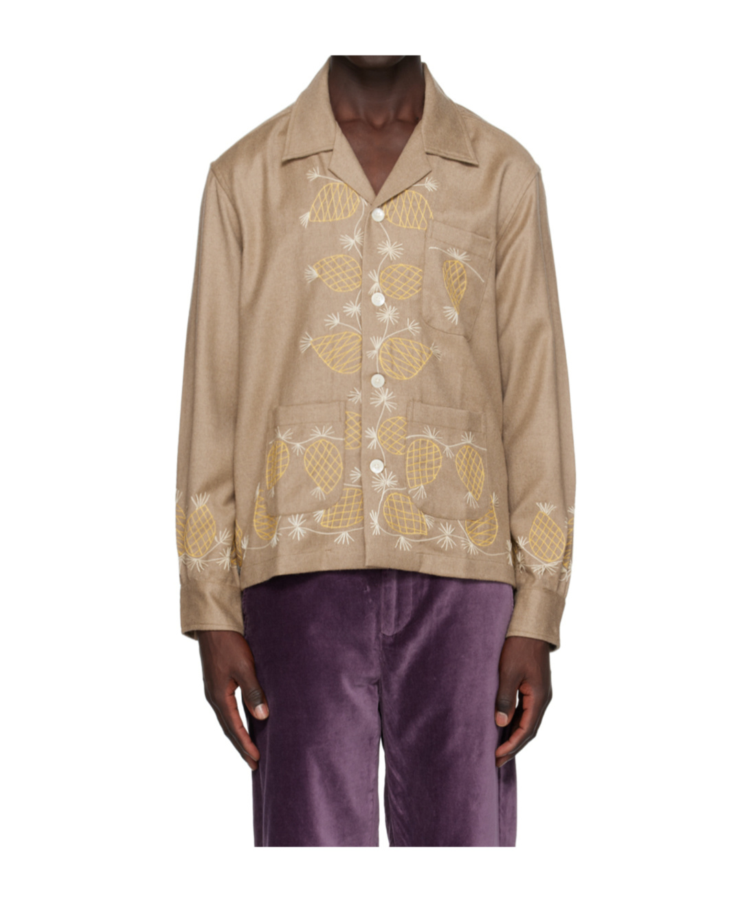 Bode Taupe Sweet Pine Shirt In Taupe