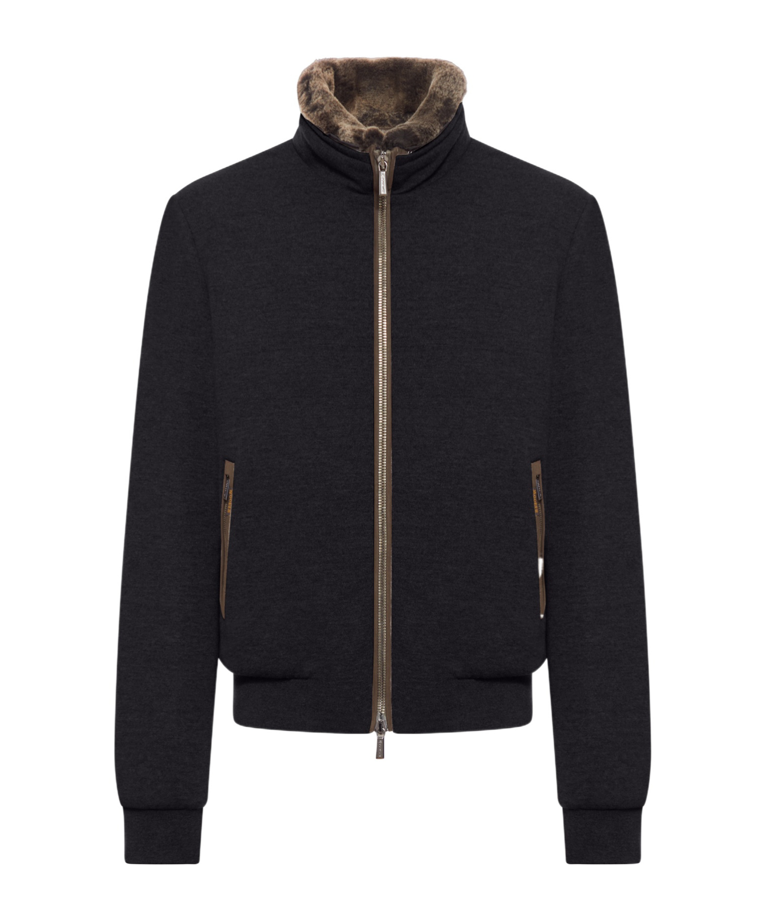 Moorer Padded Fleece Zip-up Jacket With Detachable Faux-fur Collar In Black