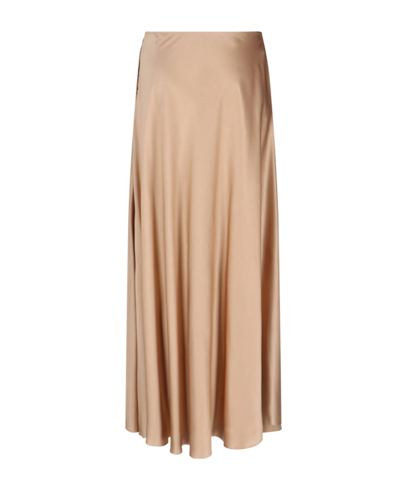 Ermanno Scervino Silk Midi Skirt In Brown