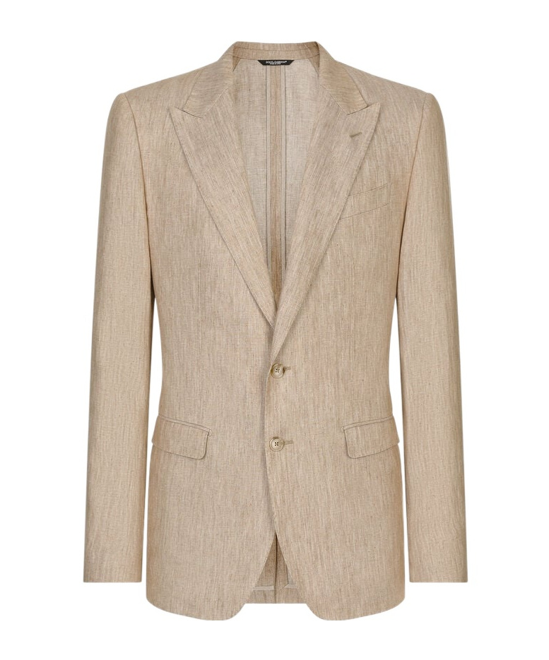 Dolce & Gabbana Single-breasted Linen Blazer In Nude