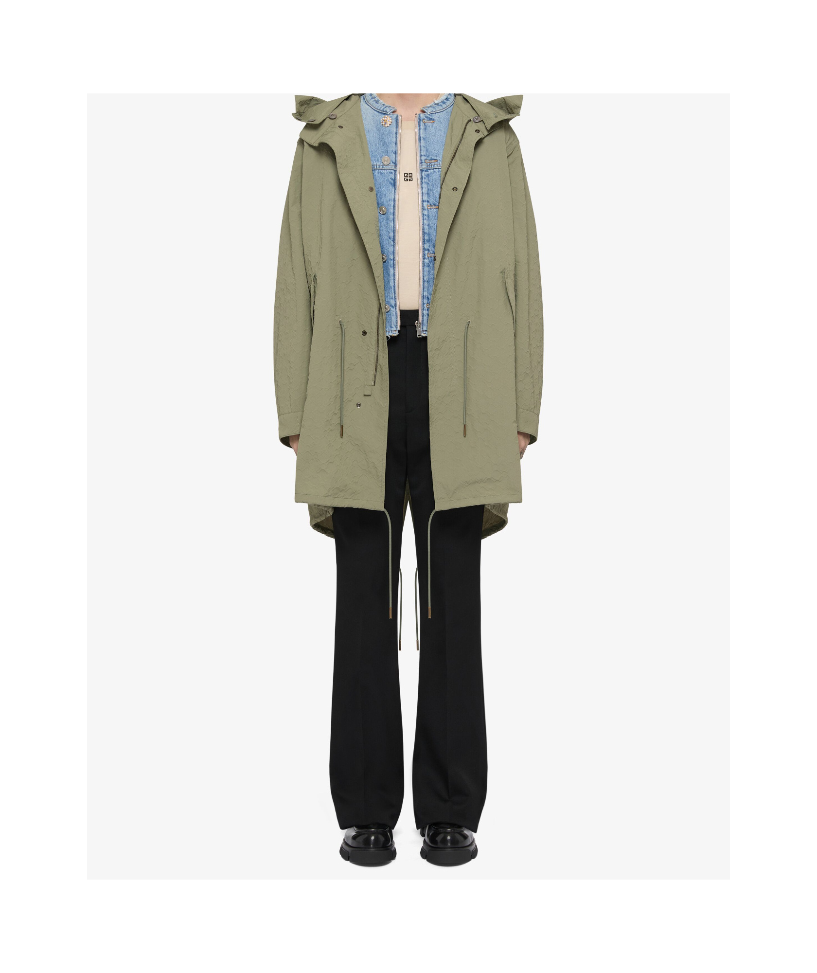 Givenchy Monogram 72-jacquard Coat In Almond Green