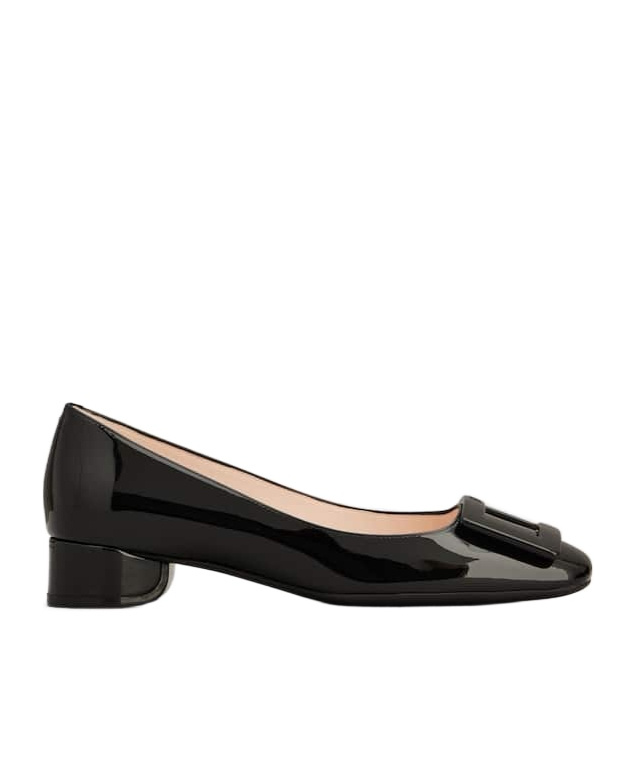 Roger Vivier Square Button Ballet Shoes In Black