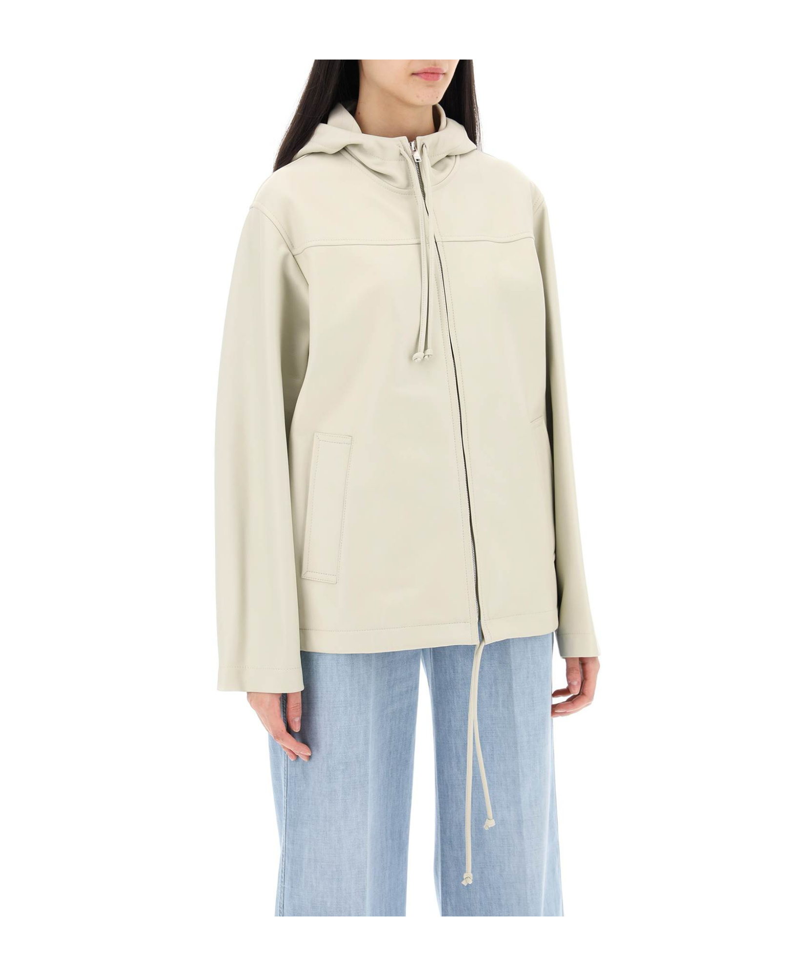 Bottega Veneta Nappa Hoodeed Jacket In White