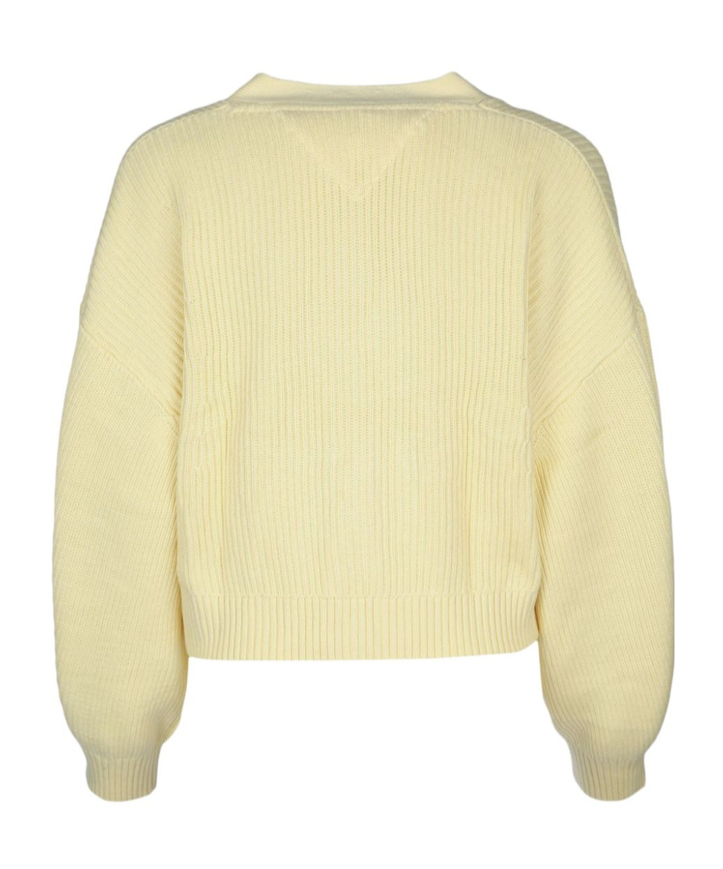 Tommy Hilfiger Short Ribbed Sleeve Top In Creamy Yellow